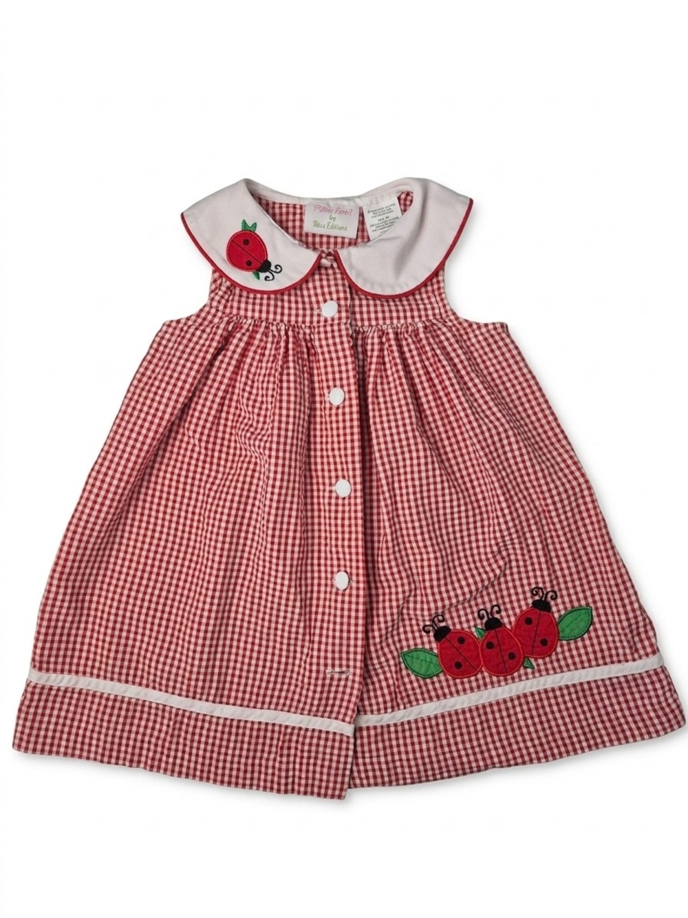 Rare Too by Rare Editions Vintage Y2K Red Gingham Ladybug Dress Girls 4T